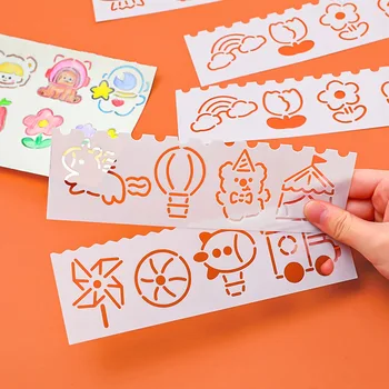 1 Комплект мультяшной линейки с ручной росписью, Поздравительная открытка, Детский мультфильм 