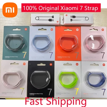 100% Оригинальный ремешок Xiaomi Mi Band 7, флуоресцентный камуфляжный браслет, силиконовый сменный ремешок для Xiaomi Smart Band 7, НОВИНКА