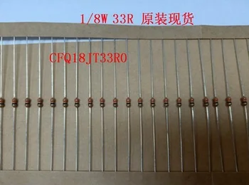 100ШТ CF18JT33R0 33 Ом ± 5% 0,125 Вт 1/8 Вт 33R Сквозной Резистор С Осевым Огнезащитным Покрытием, Защитная Углеродная Пленка