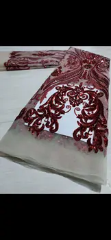 2023 Африканская кружевная ткань с 3D блестками, Винно-белое Высококачественное кружево, Французский тюль, кружевная ткань, платье из кружевных тканей в Нигерийском стиле