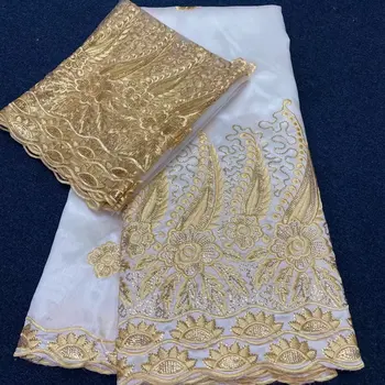 2023 Белого Джордж кружевная ткань с блузкой 5+2Yards наборы для свадебного платья нигерийский гипюр вышивка Джордж кружевная ткань