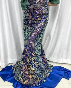 2023 Высококачественная Африканская Нигерийская вышивка Тюль Чистая кружевная ткань свадебное платье Гипюр блестки для шитья 5 ярдов