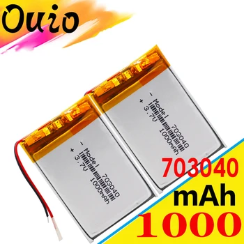 2шт Li-po аккумулятор 3.7 В 1000 мАч 703040 Перезаряжаемые литиевые батареи для светодиодной подсветки MP3 MP4, сотовый телефон, DVD, ноутбук, блок питания
