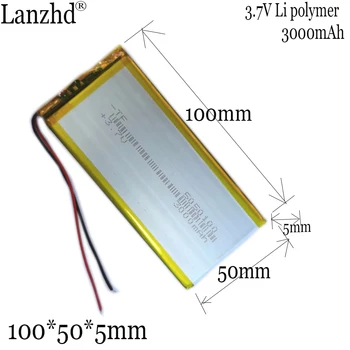 3,7 В Li-po Литий-Ионная Аккумуляторная Батарея 5050100 Литий-Полимерных Элементов для Mp3 MP4 MP5 GPS Оборудование для PSP Мобильный Bluetooth Динамик 3000 мАч