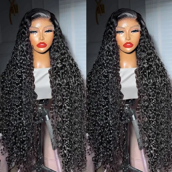 30-40 дюймов HD 13x6 Глубокая волна Прозрачный парик из человеческих волос на кружеве, Кудрявый Бесклеевой Бразильский парик Remy 360 на кружеве для женщин