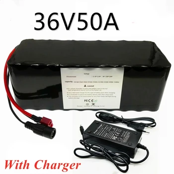 36V 50Ah Аккумулятор для электровелосипеда Встроенный 40A BMS литиевый аккумулятор 36 Вольт 2A Зарядный аккумулятор для электровелосипеда + зарядное устройство