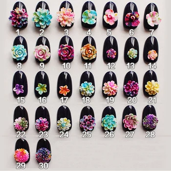 3d Разноцветные цветы, окрашенные смолой, Нейл-арт 2023, Новые украшения для ногтей