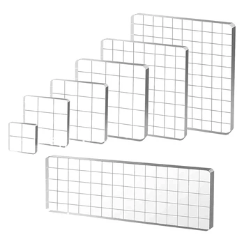 7 Штук акриловых штамповых блоков, прозрачных штамповых блоков, акриловых блоков для штамповки, набор инструментов с декоративной сеткой