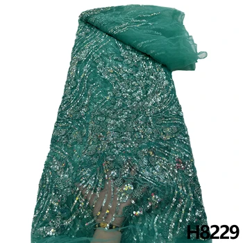 HFX Африканская Кружевная Ткань 2023, Высококачественная Вышитая Бисером С Пайетками Для Жениха, Кружевное Нигерийское Свадебное Платье 5 Размеров H8229