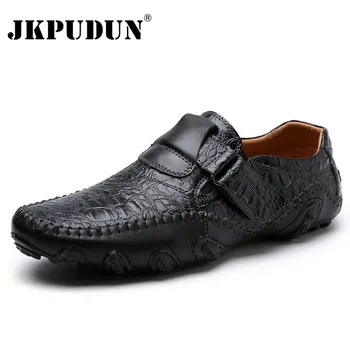 JKPUDUN Plus Szie/ мужская обувь; повседневные Мужские лоферы роскошного бренда из натуральной кожи; Итальянская дышащая обувь для вождения; Мокасины без застежки;