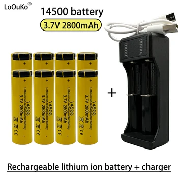 LoOuKo Новый литий-ионный аккумулятор 14500 3,7 В 2800 мАч, Аккумуляторная батарея для игрушек-фонариков, Электрическая зубная щетка, Бритва + зарядное устройство