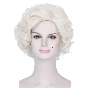 Missuhair, женский короткий кудрявый костюм платиновой блондинки, парик Старой леди, синтетический повседневный парик для вечеринок в стиле 70-х