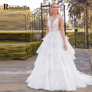 ROSABELLA Модные Многослойные Свадебные Платья С Вырезами Для Женщин С Аппликацией Vestidos De Novia Brautmode Personised Plus