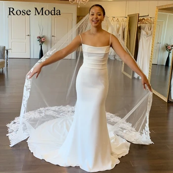 Rose Moda Простые пляжные свадебные платья на тонких бретельках с открытой спиной Destination Свадебное платье на заказ