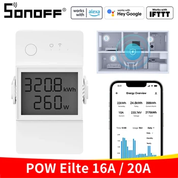 SONOFF POW Eilte 16A/20A Измеритель Мощности Smart Switch POWR316D POWER320D Умный Переключатель Измерителя Мощности с Монитором Питания WiFi Switch