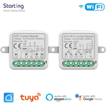 Tuya WiFi Smart Curtain Switch 1/2 gang Модульный Переключатель Для Жалюзи С Электродвигателем Рольставни Приложение Голосовое Управление Через Alexa Google