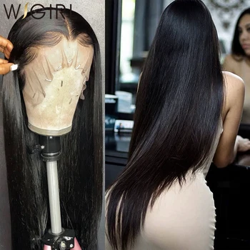 Wigirl 40-дюймовый Бразильский костяной прямой парик из человеческих волос 13x4 на шнурке спереди, 250-плотный парик Remy на шнурке спереди для чернокожих женщин