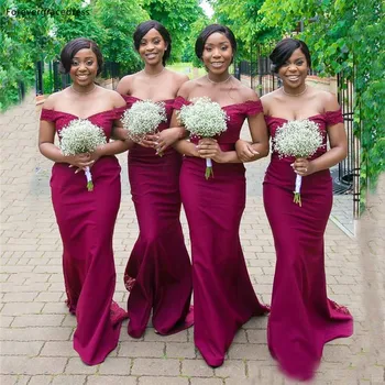 Африканские платья подружек невесты-русалочек для девочек с открытыми плечами, платья подружек невесты для гостей свадьбы, сшитые на заказ, доступны большие размеры