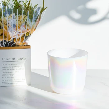 Белая Поющая чаша из прозрачного хрусталя размером 6-8 дюймов + звуковая чаша с замшевым молотком