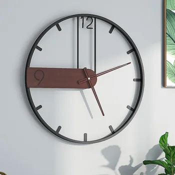 Большие Деревянные настенные часы Современные Бесшумные Металлические Роскошные Часы Настенный Декор для дома В гостиной Скандинавские Часы Необычный Подарок для украшения дома