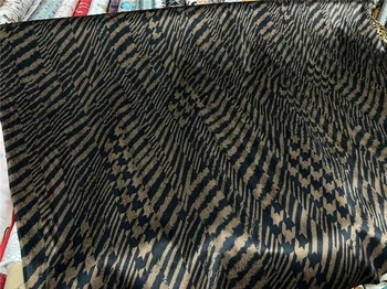 Высококачественная контрастная Кофейно-черная ткань с рисунком тигра, эластичная атласная шелковая ткань в елочку, платье-рубашка 