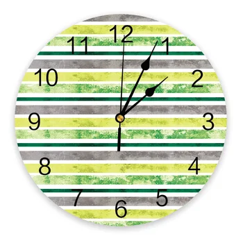 Желто-зеленый Акварельный градиент Настенные часы в спальне Большие Современные кухонные Обеденные Круглые настенные часы в гостиной Часы для домашнего декора