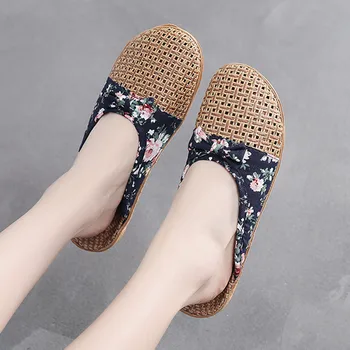 Женские тапочки Лето 2022, модная женская обувь для дома, домашние тапочки с завязками, женские тапочки P1