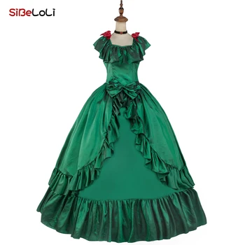 Зеленое платье Марии-Антуанетты в стиле Ренессанс, Рококо, готическое Викторианское бальное платье, театральный костюм