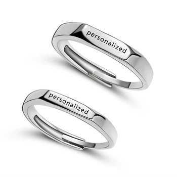 Изготовленные на заказ минималистичные кольца серебристого цвета для женщин и мужчин, Именное кольцо с лазерной гравировкой из нержавеющей стали, Персонализированный ювелирный подарок DIY