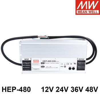 Источник питания Mean Well HEP-480 12V 24V 48V 480W с одним выходом с функцией PFC Для жестких условий эксплуатации IP65B HEP-480-24A