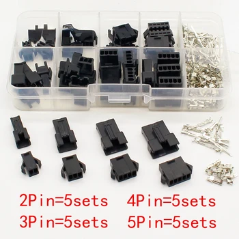 Комплекты SM2.54, 20 комплектов, комплект в коробке, 2p, 3p, 4p, 5p, переходники для женских и мужских коллекторов с шагом 2,54 мм