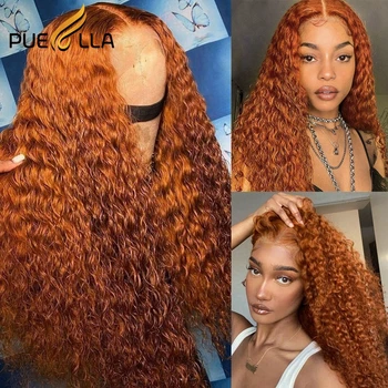 Кудрявый Имбирно-оранжевый Бразильский парик из человеческих волос 360 с кружевной фронтальной частью, бесклеевой Бордовый Парик с кружевной фронтальной частью 99J для женщин