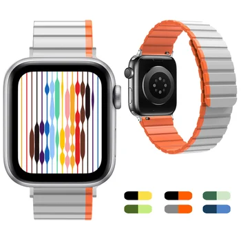 Магнитный Силиконовый Ремешок для Apple watch band 49мм 45мм 44мм 41мм 40мм Серии Ultra 8 7 6 5 4 SE браслет iwatch 3 42мм