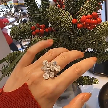 Модное тонкое кольцо из стерлингового серебра 925 пробы с цветочным покрытием, имитирующее кольца с бриллиантами, украшения для пальцев, подарок девушке оптом