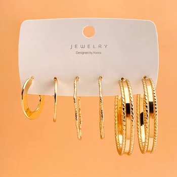 Модный женский комплект сережек Корейские серьги-кольца для женщин Geometrc Circle Earring 2022 Трендовые ювелирные изделия Подарочные Аксессуары