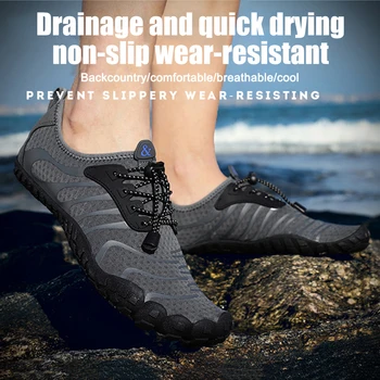 Мужская обувь без шнуровки для бега по течению, нескользящие сетчатые болотные кроссовки, дышащие быстросохнущие эластичные шнурки, удобные для пеших прогулок на открытом воздухе