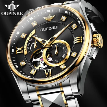 Мужские автоматические часы бренда OUPINKE, роскошные часы с автоподзаводом из вольфрамовой стали, сапфировый швейцарский механический механизм