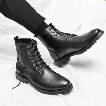 Мужские кожаные водонепроницаемые ботильоны Chukka на шнуровке, оксфордские модельные ботинки, повседневная деловая обувь для повседневной работы для мужчин