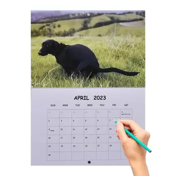 Настенный календарь с какающей собакой на 2023 год Забавный Календарь с дворняжками Глянцевый настенный календарь Подарок для друзей семьи соседей коллег Родственников