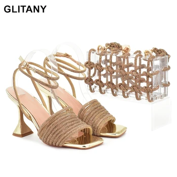 Новая Модная Итальянская Обувь и Сумки В тон Свадебной обуви Невесты, Элегантные Женские туфли на высоком каблуке с Бриллиантами, Женская обувь