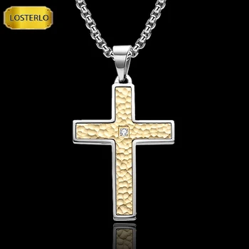 Ожерелье с крестом из нержавеющей стали 316L Религиозный Крест Кулон Жемчужная цепочка Ювелирные изделия для мужчин и женщин