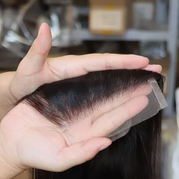 Оптовая Продажа натуральных человеческих волос 4x4 Кружевная застежка Прозрачная светло-коричневая Кружевная шелковая прямая бразильская застежка для волос для изготовления парика