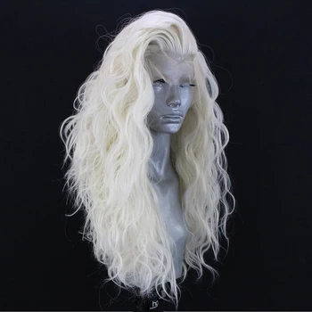 Платиновый блондин, синтетический парик на кружеве 13x4, Прозрачный Термостойкий Бесклеевой парик для косплея, женские прически для выпускного вечера, 180%