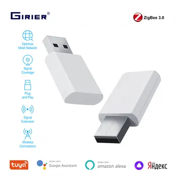 Ретранслятор-усилитель GIRIER ZigBee USB-расширитель сигнала для Умного дома Работает с приложением Smart Life Требуется шлюз Tuya ZigBee