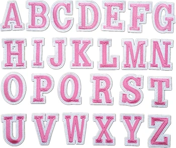 Розовая вышивка буквами алфавита A-Z, Аппликация железными буквами, нашивка для одежды, бейдж, наклейка для одежды, Сумка, обувь, Название Сделай сам