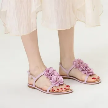 Сандалии Женские летние повседневные сандалии на плоской подошве Цветочная фея Универсальная пляжная обувь на плоской подошве Модная обувь на плоской подошве