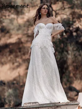Сексуальное кружевное свадебное платье с открытыми плечами, без спинки, пляжное платье Barn Ranch, большие размеры, сшитое на заказ