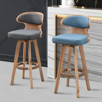 Современный барный стул Скандинавские барные стулья из массива дерева Современный минималистичный барный стул Барные стулья с высокими ножками Рабочий стол с поворотной спинкой