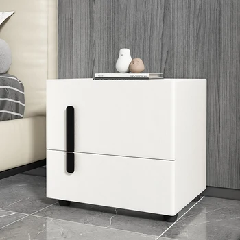 Современный минималистичный кожаный прикроватный столик с каменной панелью, легкая роскошь, высококлассное хранилище, шкаф для хранения большой емкости