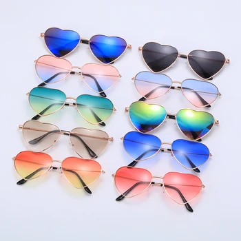 Солнцезащитные очки в форме сердца в металлической оправе с градиентными Океанскими линзами, Солнцезащитные очки UV 400, Уличные очки, Женские Маскарадные аксессуары